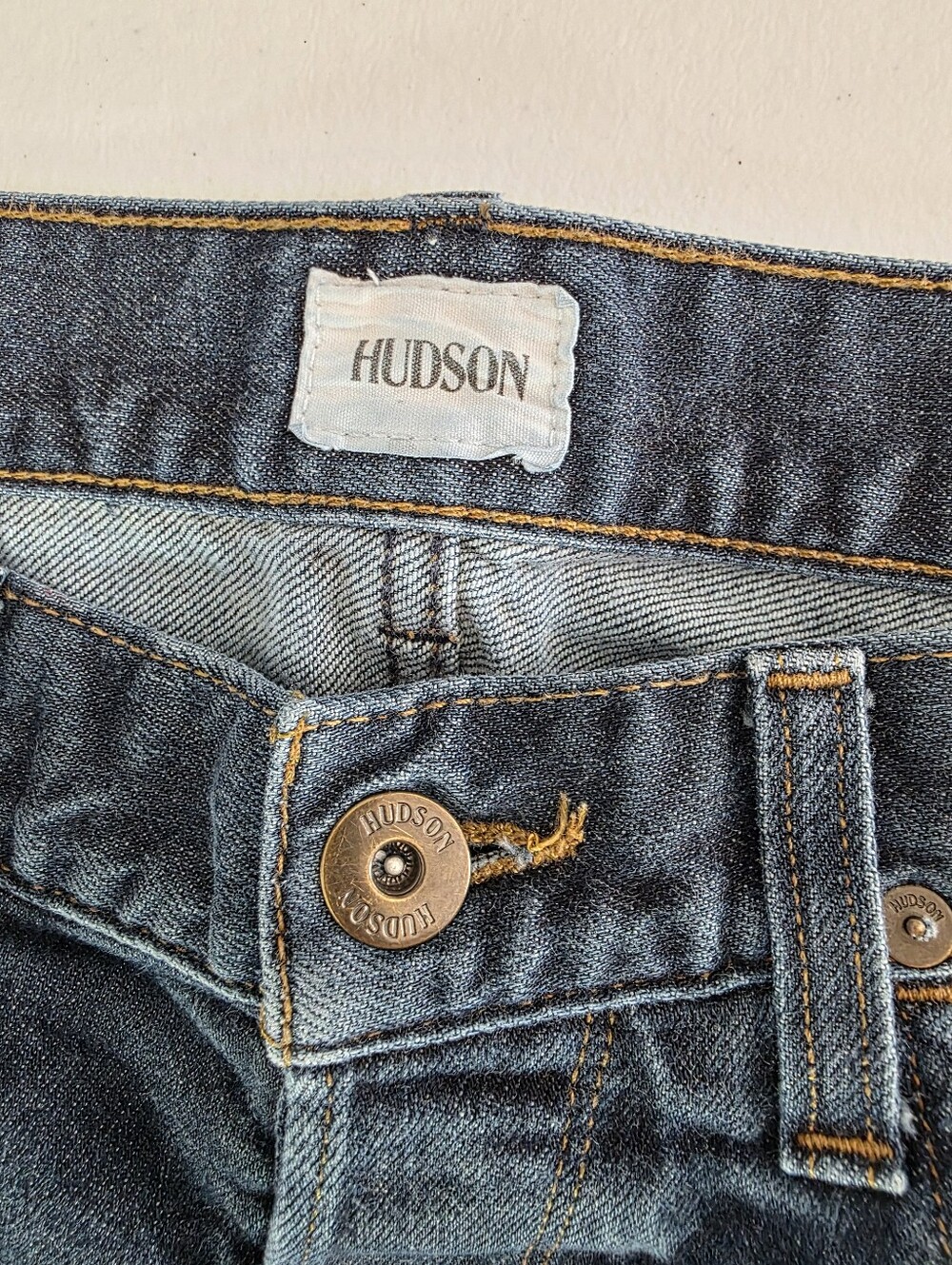 Hudson Blake Slim Straight Selvedge Button Fly Jeans Men 34x31 Dark Wash - Picture 9 of 13